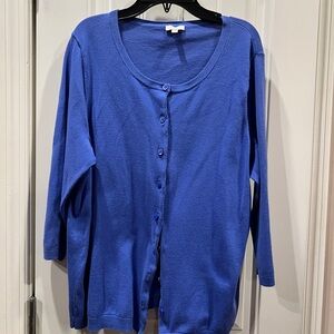 Talbots Classic Blue Button-Up Cardigan Sweater Sz 1x